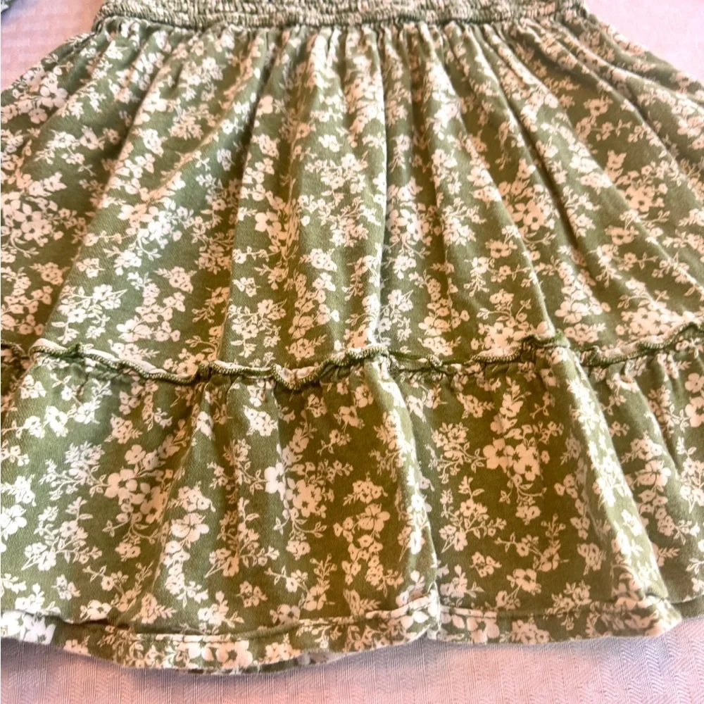 Victory Heart Girls Sage Green Floral Tiered Boho Cottagecore Dress Size 6